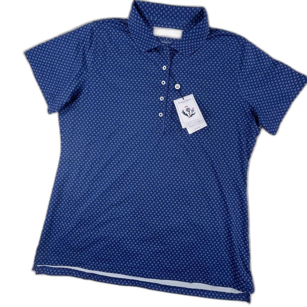 Donald Ross Sportswear Golf Polo Shirt Navy Blue Women's Large L Bell McCoy Logo
